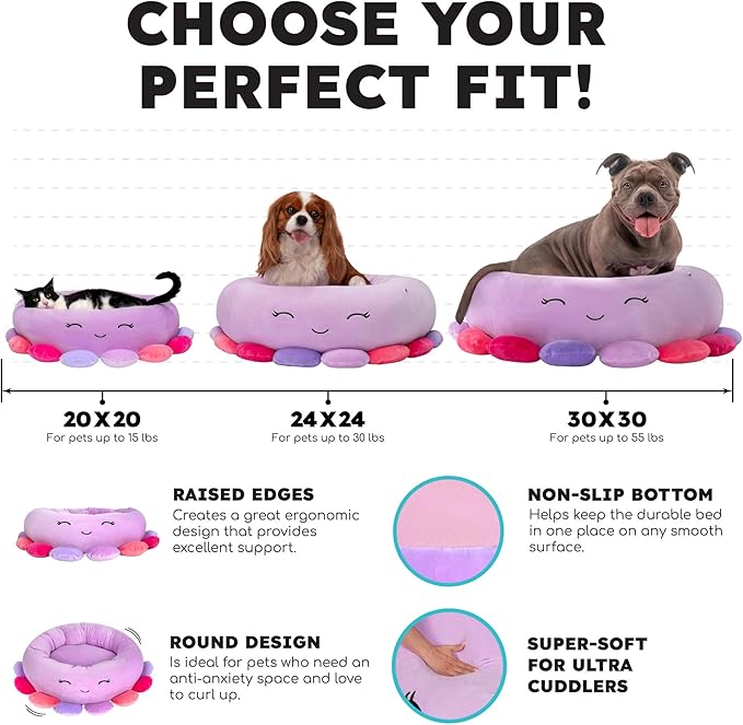 Squishmallows Original 24-Inch Winston The Owl Pet Bed - Medium-Sized Ultrasoft Official Jazwares Plush Pet Bed