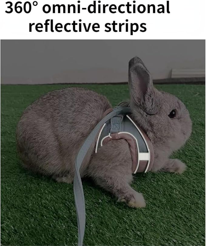 Rabbit Harness and Leash - Adjustable Bunny Harness Escape Proof for Walking Runnig Hiking Camping Outdoor - Cute Small Animal Harness Leash Set (Medium)