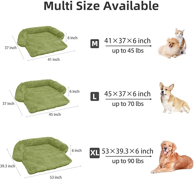 Calming Dog Bed Fluffy Plush Dog Mat for Furniture Protector with Removable Washable Cover for Large Medium Small Dogs and Cats (Medium, Grass Green)