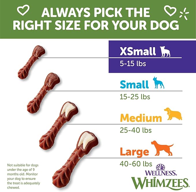 WHIMZEES Wellness Daily Brushzees Dog Dental Treats, Natural Chews, Extra Small Size Stick, (28 Count)
