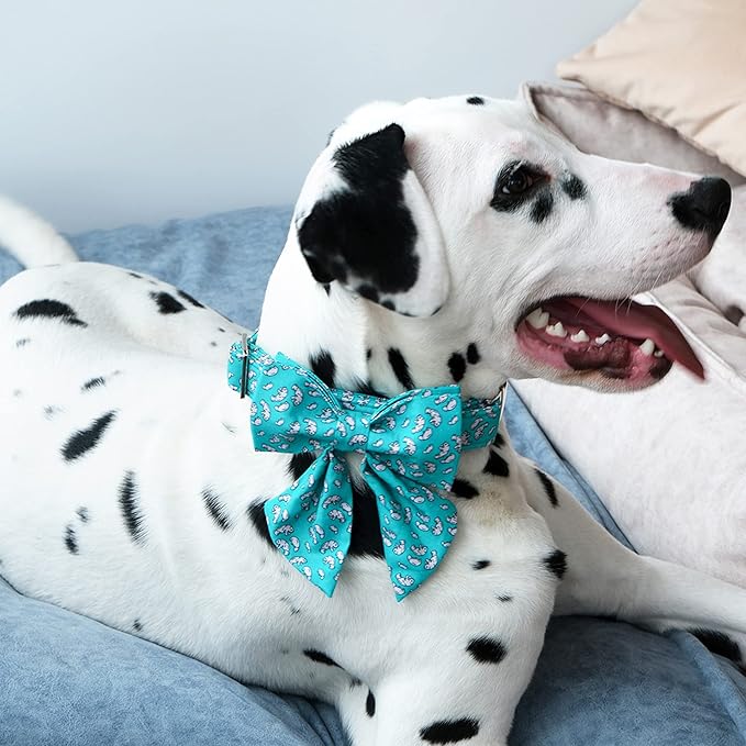 Lionet Paws Summer Dog and Cat Collar with Sailor Bow, Soft Comfortable Adjustable Cute Manatee Collar for Puppies and Cats, Neck 8-12 inches