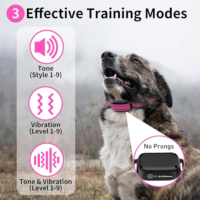 No Shock Dog Training Collar with Remote 3300ft Range, Vibrating Dog Collar, Vibration Collar for Small Medium Large Dogs, 9 Style Tones and Vibration Collar