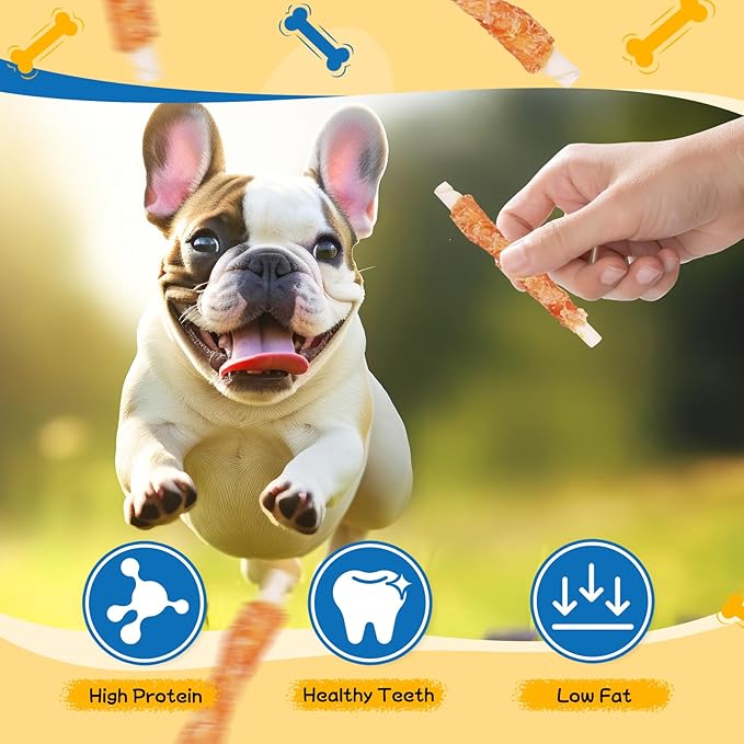 Chicken Wrapped Rawhide Dog Treats,Healthy Training Sticks, Teeth Cleaning Dog Chews w/Glucosamine Chondroitin