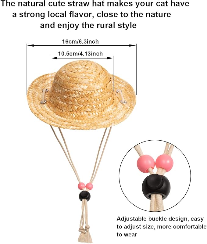 Weewooday 6 Pieces Dog Cat Costume, Pet Sunglasses and Summer Straw Hat with Faux Gold Chain Collar, Classic Funny Pet Accessories for Cat Puppy Small Medium Dog(Cute Style)