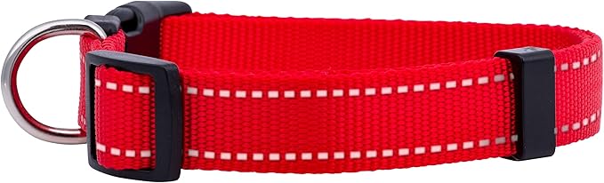 Native Pup Reflective Dog Collar,Bright Glow Colors for Night Safety, Adjustable for Small, Medium, Large pet and Puppies Accessories, Male, Female, boy, Girl, Puppy (Medium, Red)