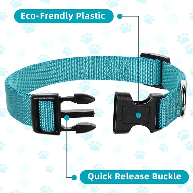 Amylove 27 Pcs Dog Collar Bulk Adjustable Nylon Puppy Collar for Small Medium Large Dogs Multiple Pet with Quick Release Buckle for PET Travel Walk Daily(Medium,Classic Colors)