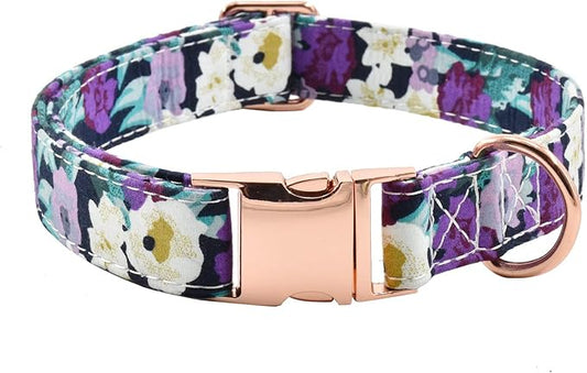 Metal Buckle Dog Collar, Durable Adjustable Dog Collar Soft for Small Medium Large Dogs (S(10-14in), Flower5)