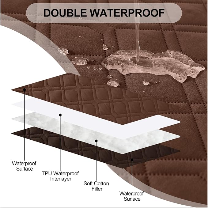 Smiry Waterproof Dog Blanket, 82x102 Inch Soft Pet Bed Cover Reversible, Washable Sofa Couch Furniture Protector for Small Medium Large Dog Puppy Cat, Brown/Chocolate