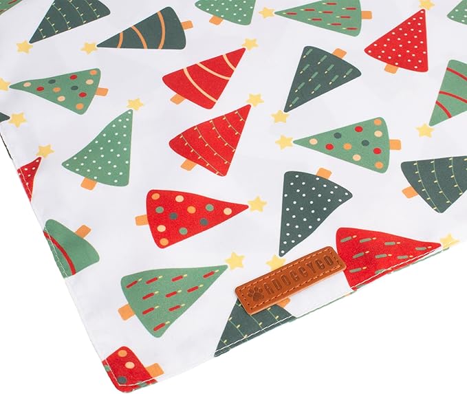 ADOGGYGO Christmas Dog Bandanas, Xmas Tree Candy Scarf, Premium Durable Fabric, White Christmas Bandanas for Medium Large Dogs Pets (Large)