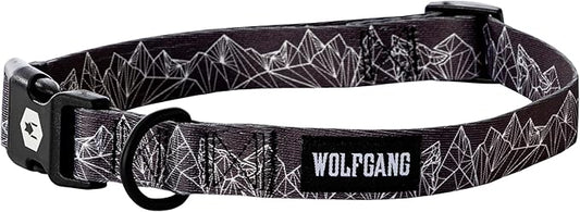 Wolfgang Heavy Duty, Adjustable Dog Collar with Quick Release Nylon Buckle for Walking & Training, WolfMountain Print, Medium