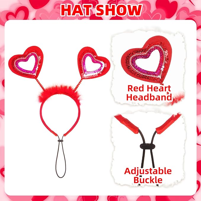 PUPTECK Valentine Dog Bandana Scarf with Cute Doggy Love Hat, Wedding Photo Prop Costume Decorations Supplies for Small Medium Large Dogs Boy Girl Outfit Engagement Gifts, Red