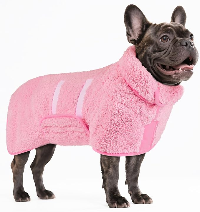 Bienbee Dog Bathrobe, Quick Drying Super Absorbent Dog Robes for After Bath, Warm Keeping Dogs Towel, Dogs Bath Supplies, Pink M
