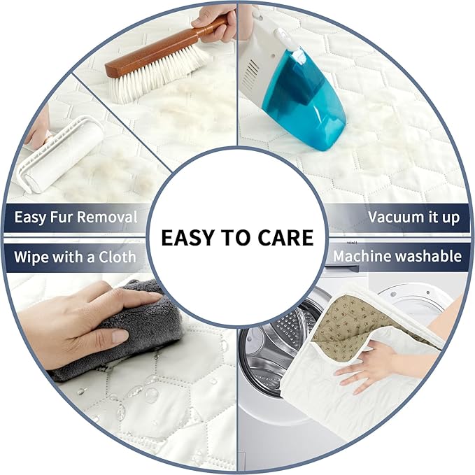 PureFit 100% Waterproof and Anti-Slip Dog Bed Cover, Washable Pet Blanket, Stain Resistant Sofa Couch Furniture Protector Cover for Kids, Dog, Cat (82x82 Inch, Ivory)