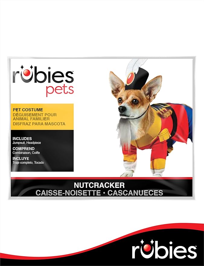 Rubies Nutcracker Fun and Cute Pet Costume Jumpsuit, Hat, and Backpack for Themed Parties and Halloween, Medium
