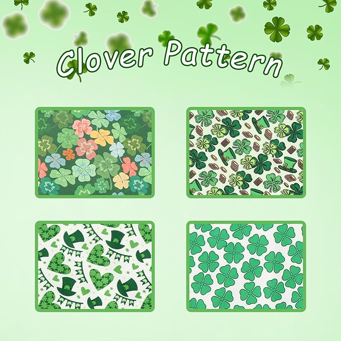 Unique Style Paws Dog St. Pat Bandanas 2Pcs Washable Cotton Triangle Green Clover Magic Hat Dog Scarfs for Small Medium Large Dogs and Cats