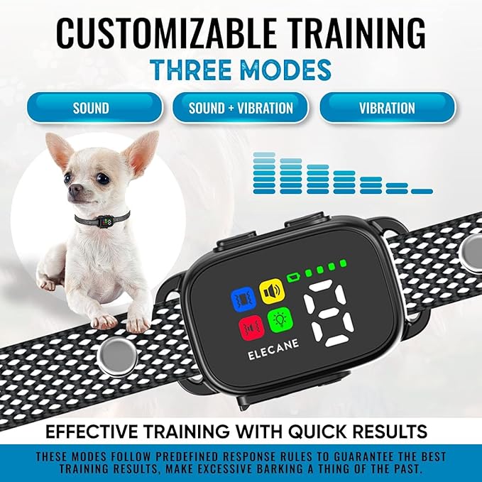 2 Pack Bark Collar for Small Dogs 5-15 lbs and Puppies - No Shock Anti Barking Collar - Rechargeable Smart Collar for Dog Training with 7 Sensitivity Levels and 3 Beep&Vibration Modes