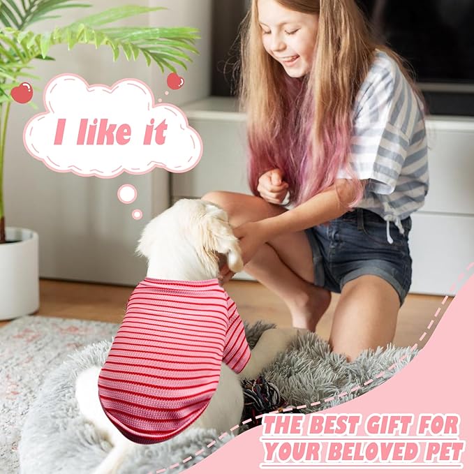 4 Pack Striped Dog Shirts Waffle Dog Clothes for Small Medium Dogs, Stretchy Dogs Boy Girl Dog T-Shirts Lightweight, Soft and Breathable Puppy Kitten Dog Shirts for Chihuahua