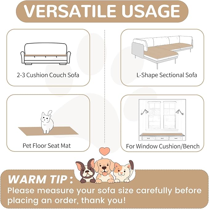 OTOB Sofa Cover Dog Couch Cover Protector, Non Slip Couch Cover for Dogs, Washable Fuzzy Pet Sofa Protector, Boho Soft Pet Friendly Furniture Covers (31.5" x 63'', Coffee)