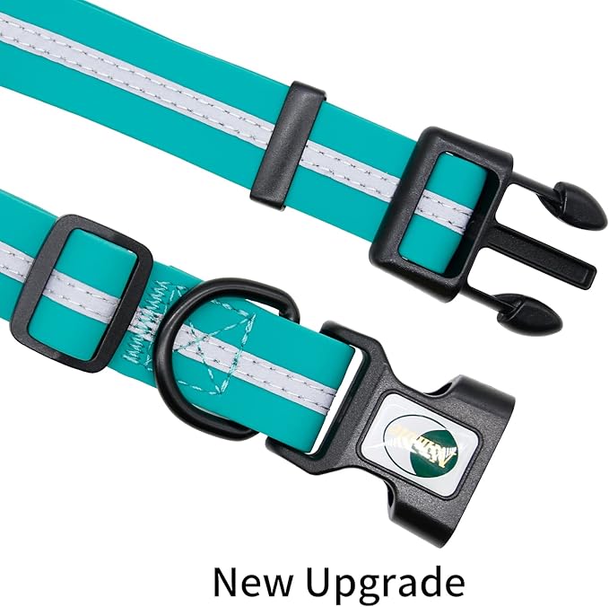 NIMBLE Dog Collar Waterproof Pet Collars Anti-Odor Durable Adjustable PVC & Polyester Soft with Reflective Cloth Stripe Basic Dog Collars S/M/L Sizes (Large (15.35”-24.8”inches), Emerald Green)