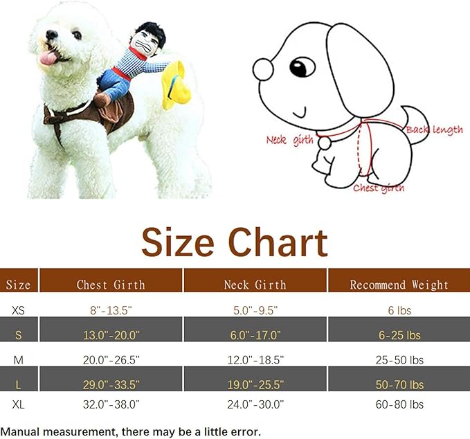 NACOCO Cowboy Rider Dog Costume for Dogs Clothes Knight Style with Doll and Hat for Halloween Day Pet Costume (S)