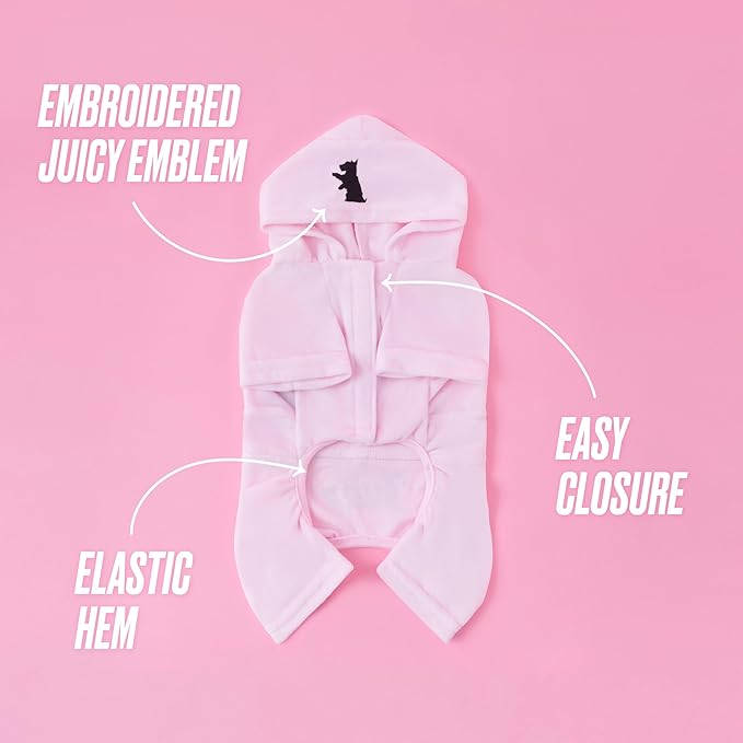 Juicy Couture Hooded Pet Juicy Bling Velour Tracksuit Chest 16 inches for Small Dogs and Cats - Pink - XS/S