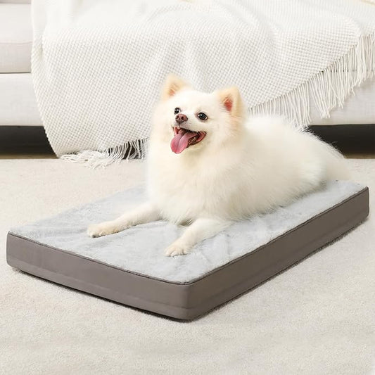 KSIIA Orthopedic Dog Bed, Egg Crate Foam Pet Mat with Removable Cover, Plush Waterproof & Washable Small Dogs Bed, 17x12 Inch, Gray