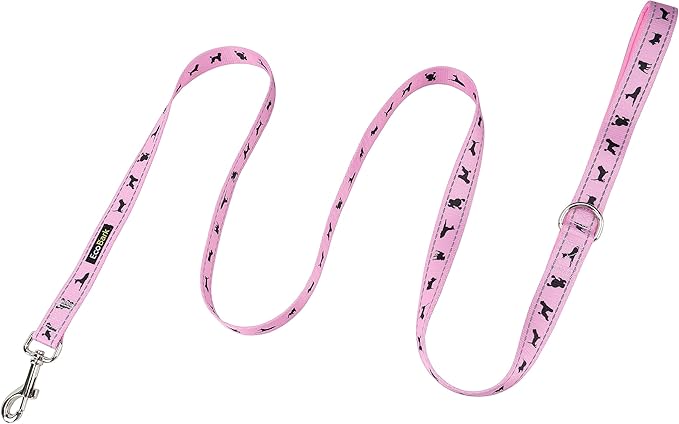 EcoBark Dog Leash - 4 FT / 5 FT / 6 FT Reflective Dog Leash- Eco-Bright Dog Leashes with Padded Handle - Strong Heavy Duty Dog Leash - Nylon Dog Leash for Small and Medium Dogs (Baby Pink Dog Leash)
