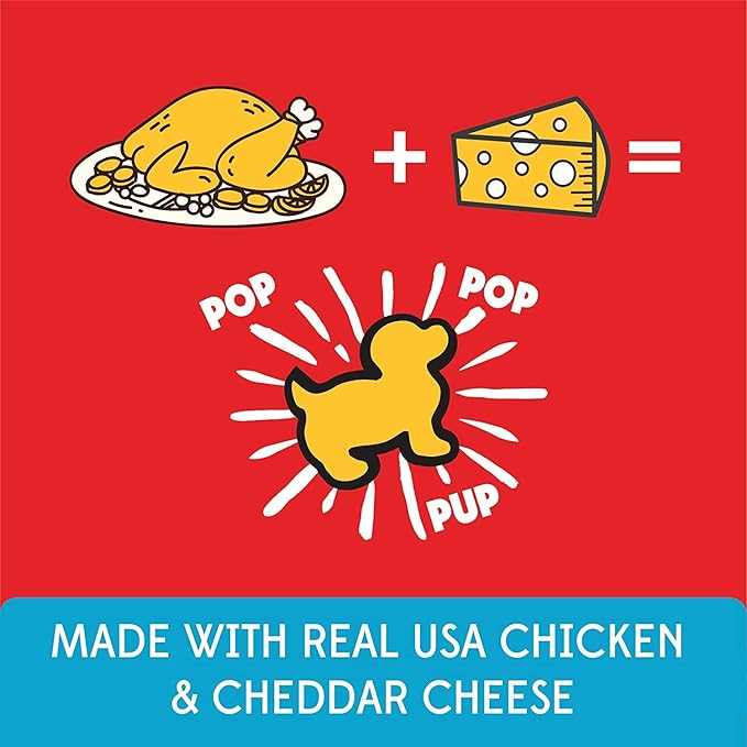 Pup Corn Plus - Puffed Dog Treats with Prebiotics and Probiotics - Chicken and Cheddar Cheese (4oz) - Made in USA (Pack of 3)