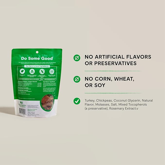 Open Farm, Dehydrated Dog Treats, High Protein & Low Carbohydrate Dog Snacks, Chewy Texture, Made with Ethically & Sustainably Sourced Ingredients, Turkey Recipe, 4.5oz Pouch