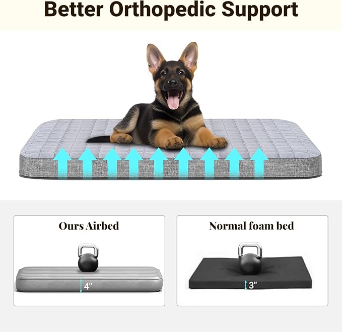 Heeyoo Large Dog Bed, Inflatable Dog Bed for Large Dogs with Removable & Washable Cover, Orthopedic Dog Crate Pad with Anti-Slip Bottom, Portable Foldable Pet Bed for Indoor & Outdoor, Travel, Camping