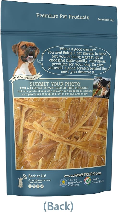 Pawstruck Natural 7-9” Beef Tendon Chew Sticks for Dogs – Premium Rawhide-Free, Single Ingredient, High Protein, Low Odor Dental Treat – 10 Count – Packaging May Vary