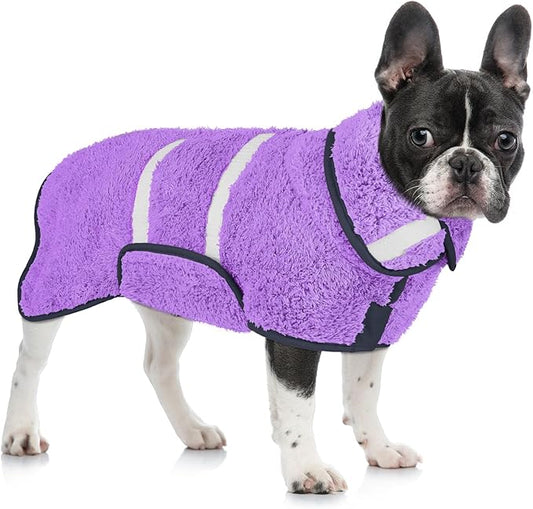 Dog Bathrobe Super Absorbent Dog Towels for Drying Dogs Large Quick Drying Puppy Robes for After Bath Soft Puppy Towel Adjustable Dry Coat to Keep Warm(S-XXL)