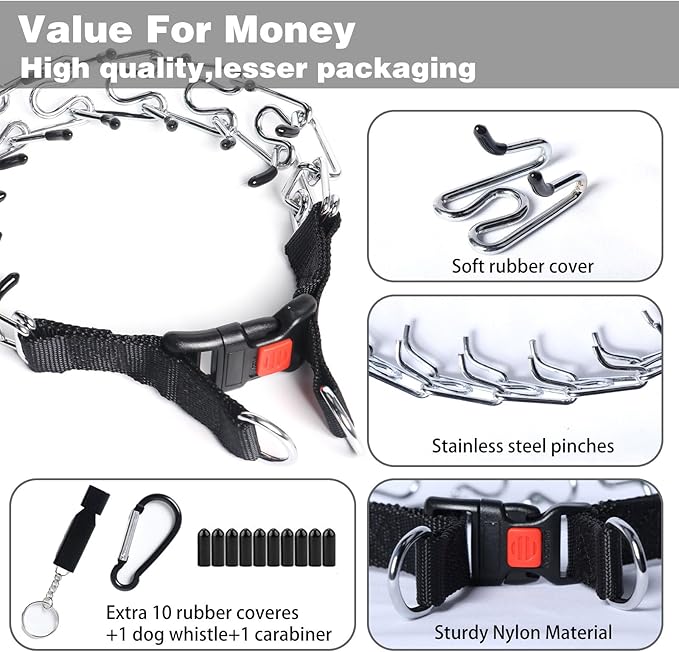 Pinch Collar for Dogs,Adjustable Dog Training Collar for Small Medium Large Dogs with Quick Release Buckle, No Pull Dog Collar Prong(S,10"-13")