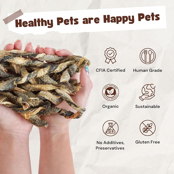 Fish Dog Treats For Small, Medium, Large Dogs - One Ingredient All Natural Organic Dog Training Treats - Human Grade, High Protein, Low Fat, Omega3, Grainfree - Satisfies Dog's Urge to Chew (4oz Bag)