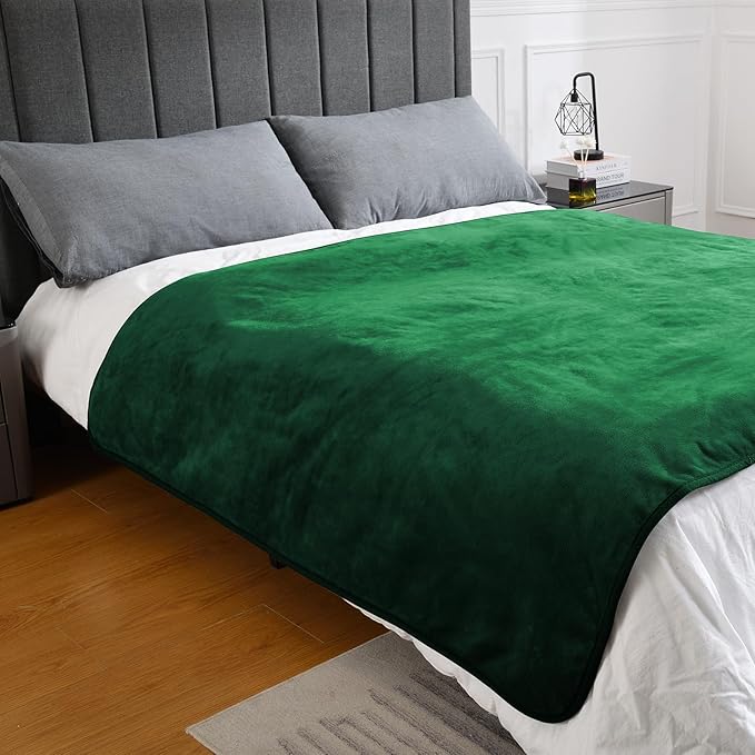 Waterproof Blanket for Bed Couch Sofa, Soft Liquid Pee Proof Pet Blanket for Dog Puppy Cat, Reversible Sherpa Fleece Furniture Protector (Green, 60x80 inches)