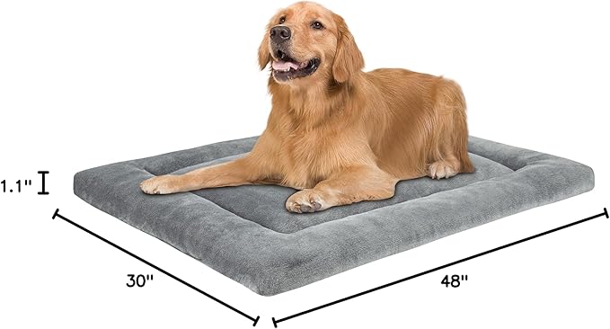 KHONSU PET Dog Bed Mat Crate Pad for Up to 110 lbs Dogs with Reversible Sides for Cold and Hot Seasons, Completely Washable Cushioned Pad 1.1inch Thin Dog Bed