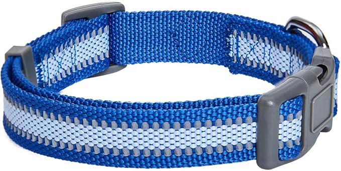 Blueberry Pet Essentials Small Dog Collar | Adjustable Reflective Nylon Dog Collars for Small Dogs | Navy Blue Puppy Collar for Night Walking | Safety Dog Training Collar