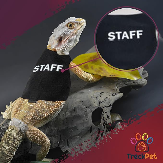 Premium 2Pack Bearded Dragon Leash and Harness Set-Costume and Clothes for Lizard-Adjustable Bearded Dragon Harness for Secure Walks-Fun Staff and Security Designs