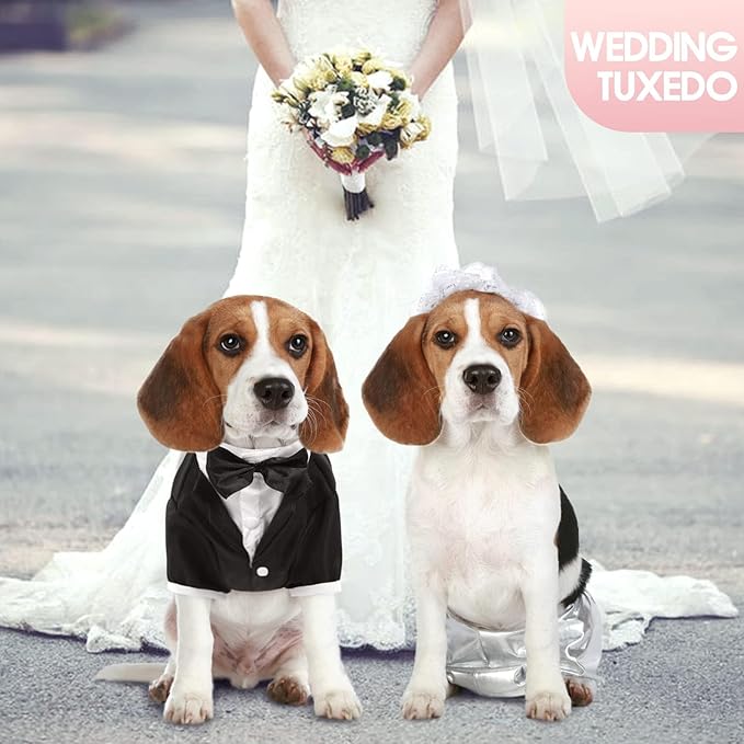 Kuoser Dog Tuxedo,Dog Wedding Suit with Bow Tie Formal Dogs Tux Pet Wedding Party Birthday Costume,Doggy Valentines Christmas Halloween Graduation Outfit Cosplay for Small Medium Large Dogs,Black 3XL
