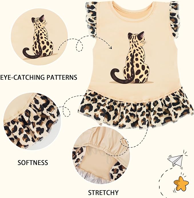 XPUDAC 4 Pack Dog Dresses Cute Printed Puppy Clothes for Small Dogs Girl Chihuahua Doggie Outfits Tank Top Vest Dresses Cat Apparel,Medium(Chest-17.6")