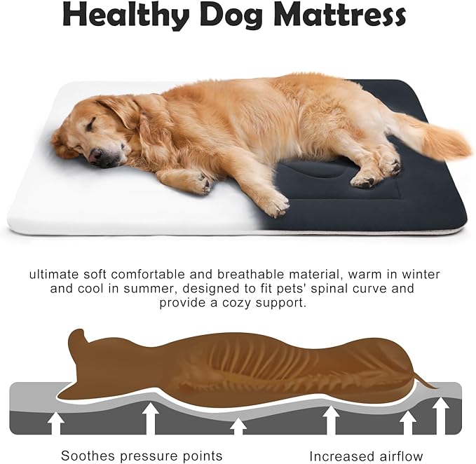JoicyCo Dog Bed Soft Dog Crate Pad Mat for Medium/Large Dogs 36 in Non-Slip Bottom Washable Dog Sleeping Mattress Pet Beds Cat Bed Kennel Pad, Dark Gray