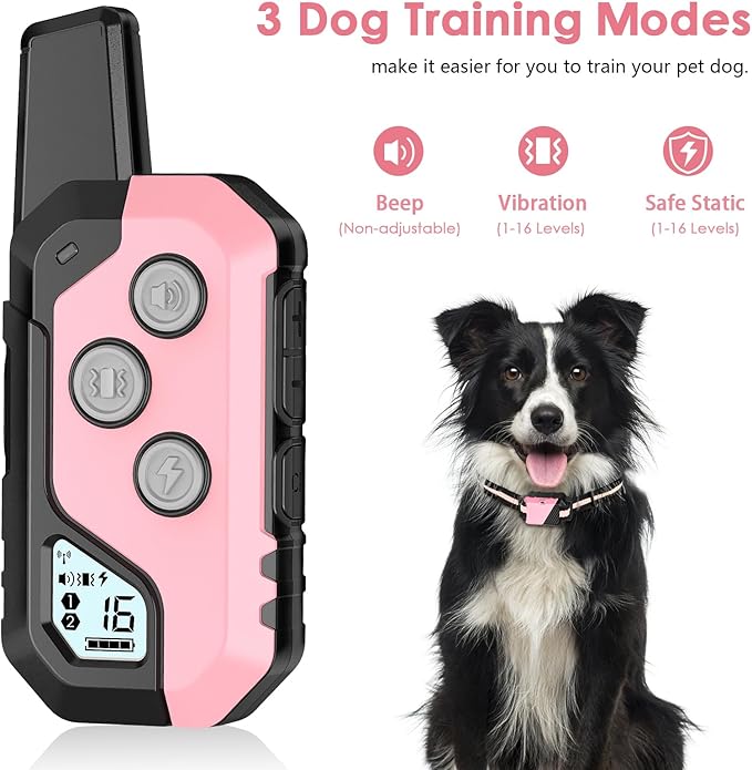 Shock Collar for Dogs, IP67 Waterproof Dog Training Collar with Remote, 3 Training Modes with Beep, Vibration, and Safe Static, Rechargeable E Collar for Large Medium