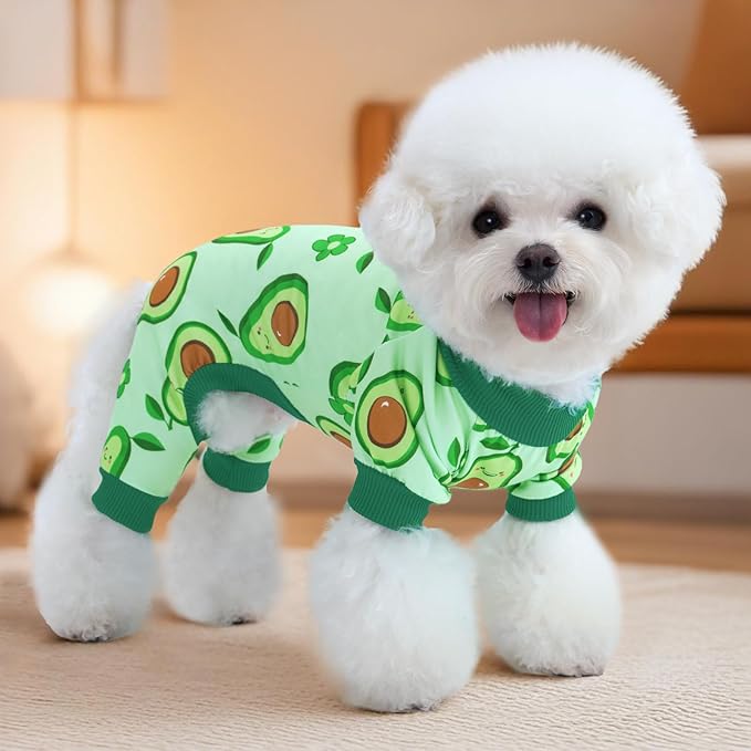 XPUDAC 4 Pieces Dog Pajamas Small Sized Dogs Boy Girl Strechy Soft Pjs Summer Pet Clothes for Dog Cat Puppy Onesies, 2XL