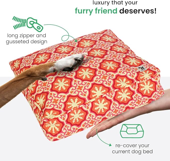 Molly Mutt Medium to Large Dog Bed Cover - Papillon Print - Measures 27”x36”x5’’ - 100% Cotton - Durable - Breathable - Sustainable - Machine Washable Dog Bed Cover