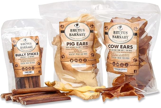 BRUTUS & BARNABY Thick Bully Sticks for Dogs – Odor Free Chews for Large, Medium & Small Breeds – Grain-Free, Rawhide-Free, Digestible Dog Treats – Grass-Fed Beef Chews for Aggressive Chewers