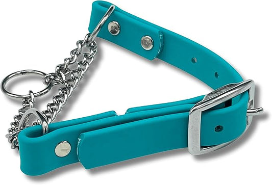 Martingale Collar for Dogs, Biothane, Stainless Steel Hardware, No Pull, Made in The USA, Professional Grade, XXS, Teal