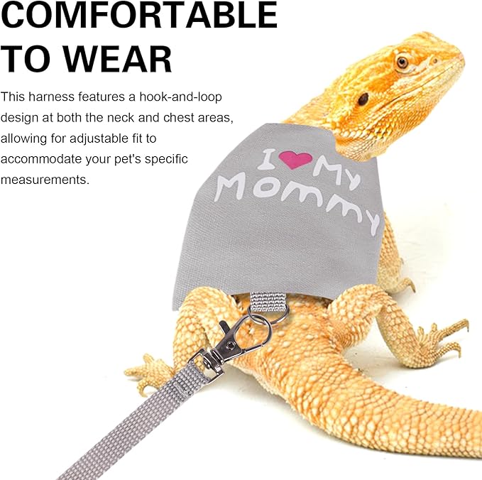 Bearded Dragon Harness and Leash Set Adjustable Reptile Lizard Leash Rope Vest Clothes Starter Kit Accessories for Small Animal Outdoor Walking Training