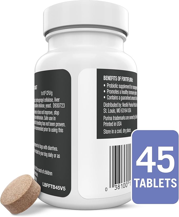 Purina Pro Plan Veterinary Supplements FortiFlora Chewable Dog Probiotic Supplement Tablets - 45 ct. Canister