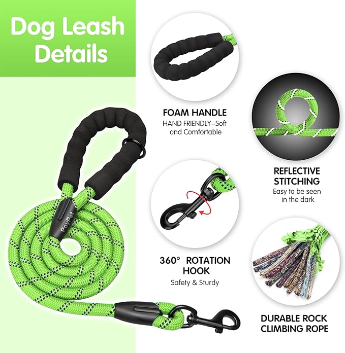 PoyPet Dog Harness and Leash Set, No Pull Adjustable Reflective Padded Pet Vest Oxford Harness with a Heavy Duty 5ft Dog Leash for Small Size Dogs (Green, S)