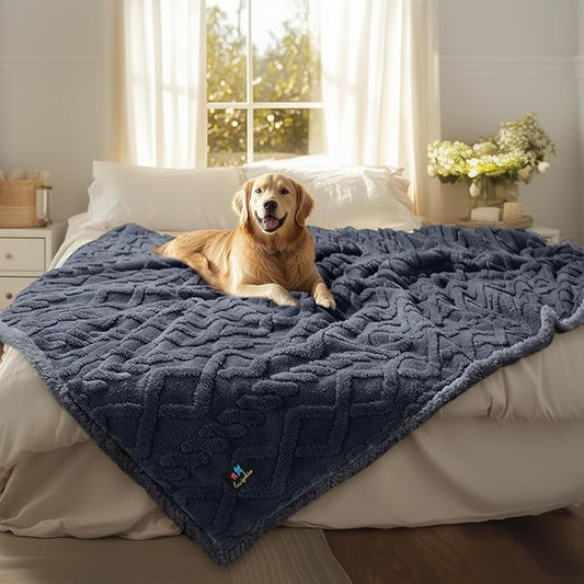 Waterproof Pet Blanket, Liquid Pee Proof Dog Blankets for Sofa Bed Couch, Reversible Sherpa Fleece Furniture Protector Cover for Small Medium Large Dogs Cats,Dark Grey X-Large(85" x 57")